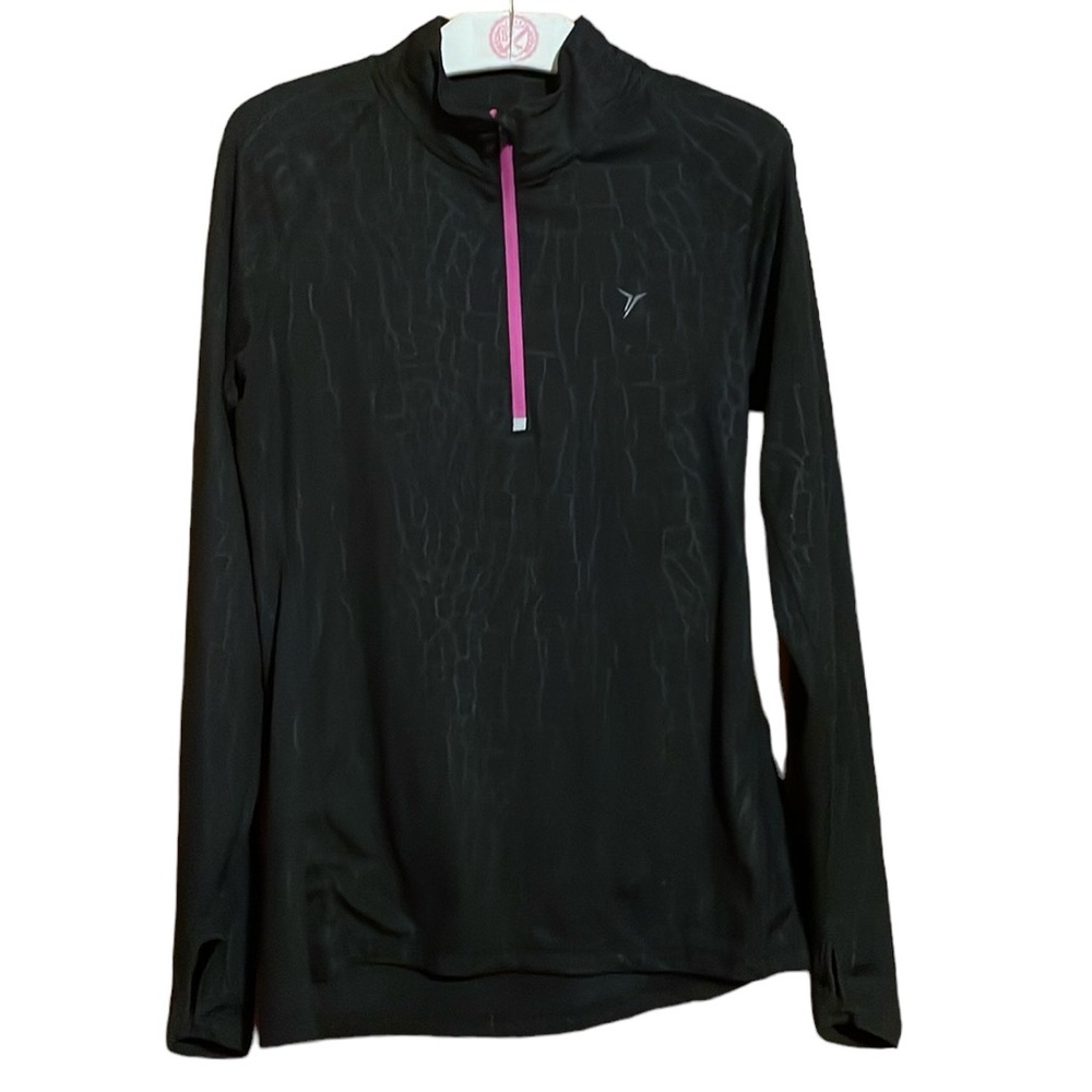 •OLD NAVY•BLACK ANIMAL PRINT 1/2 ZIP (PINK) MOCK NECK ACTIVEWEAR PULLOVER XS